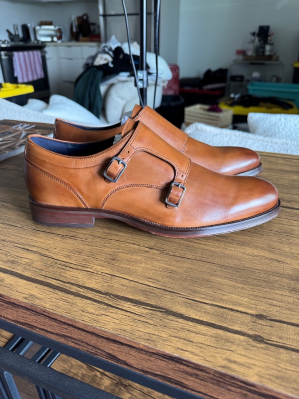 Cole Haan Men's Carnegie Monk Strap Burnished Leather Shoes